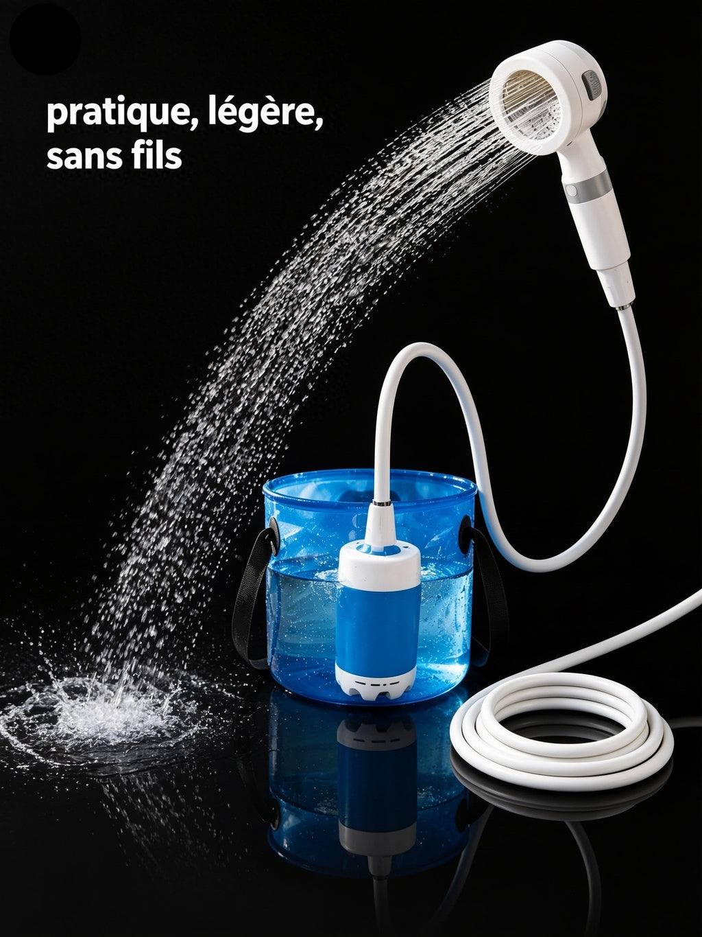 Douche de Camping Portable Rechargeable — Pompe Électrique Intelligente | Sans Électricité | Affichage Digital | Plage & Extérieurs