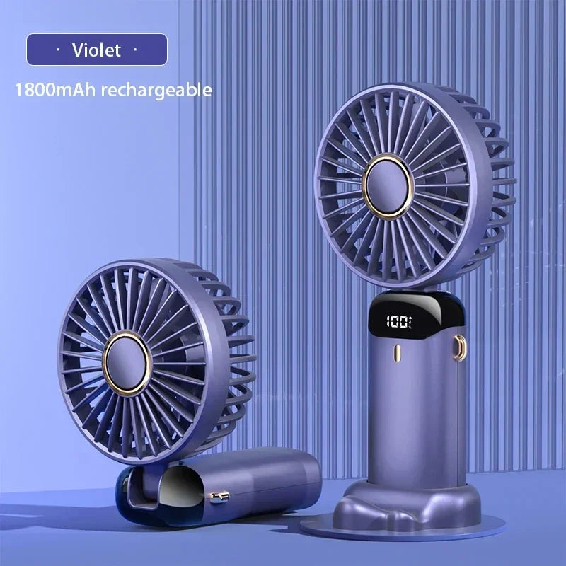 Ventilateur Portable USB Rechargeable — Tour de Cou & Bureau | Écran LED | 5 Vitesses | Batterie 1800mAh