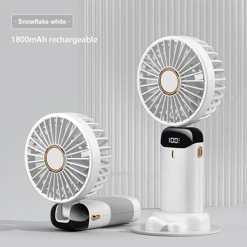 Ventilateur Portable USB Rechargeable — Tour de Cou & Bureau | Écran LED | 5 Vitesses | Batterie 1800mAh
