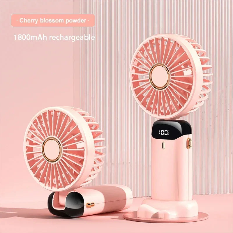 Ventilateur Portable USB Rechargeable — Tour de Cou & Bureau | Écran LED | 5 Vitesses | Batterie 1800mAh