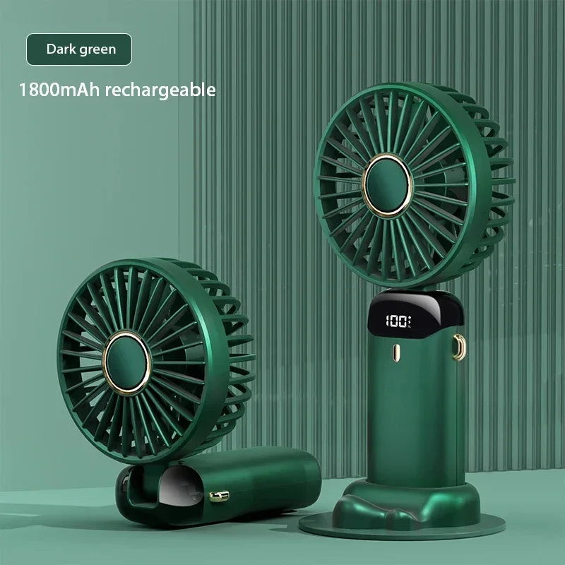 Ventilateur Portable USB Rechargeable — Tour de Cou & Bureau | Écran LED | 5 Vitesses | Batterie 1800mAh